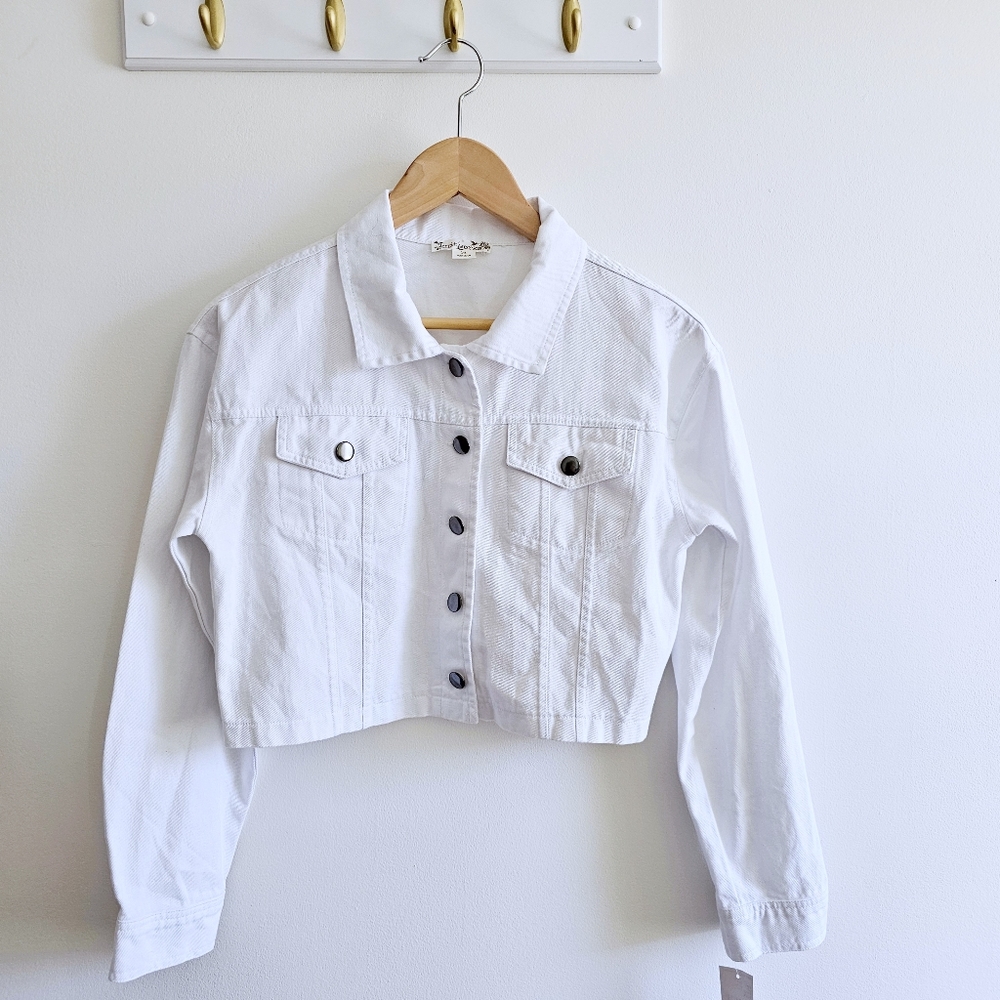 Knitworks Girls Cotton White Denim Jacket Button Closure Jacket Size 16
